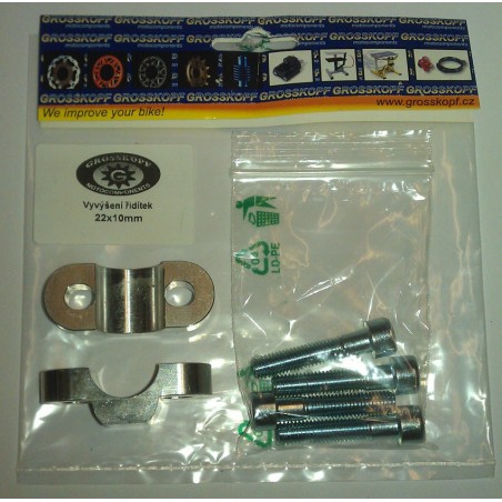 Ohjaustangon korotuspalat 22mm. korkeus 10mm.